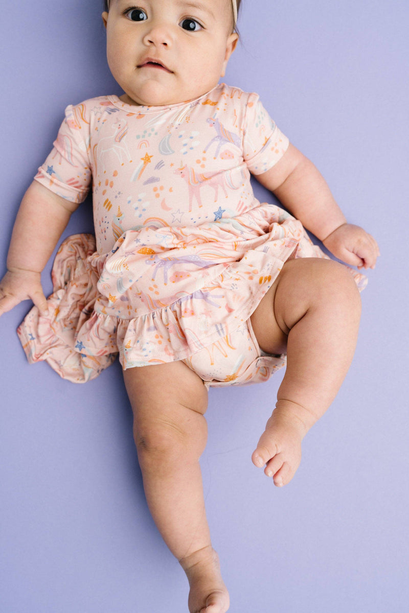 Stardust Unicorns Short Sleeve Bodysuit Bamboo Dress