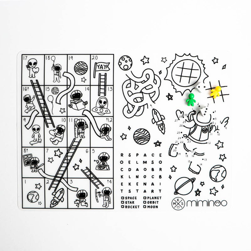 Silicone Reusable Coloring Tablemat for Kids - Space Games