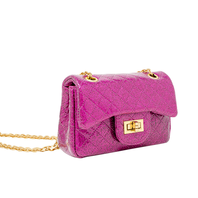 Classic Quilted Sparkle Mini Bag: Purple