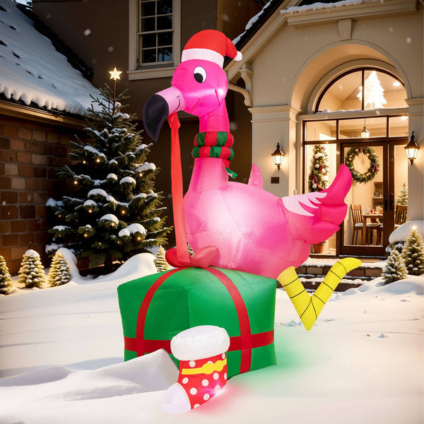 6FT Christmas Flamingo Inflatable Decorations