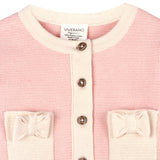 Lily Bow Pockets Sweater Knit Baby Cardigan: Rosewood Pink / 12-18M