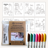 Reversible Foldable Opaque Silicone Coloring Mat & Markers Set - At the Beauty Salon