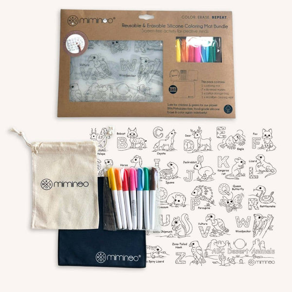 Silicone Reusable Coloring Mat Kids Bundle - Desert Animals