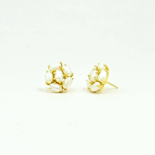 Briony Stud Earring Gold Plated - Natural Pearl