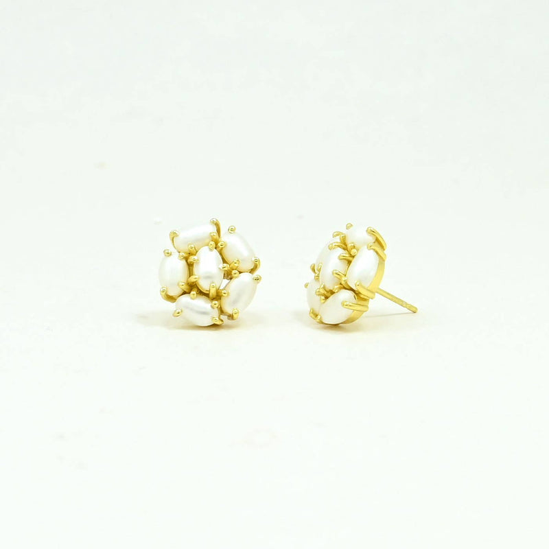 Briony Stud Earring Gold Plated - Natural Pearl