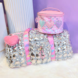 Quilted Scrunchies Metallic Large Barrel Duffle Bag