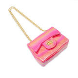 Shiny Dotted Heart Classic Handbag: Hot Pink