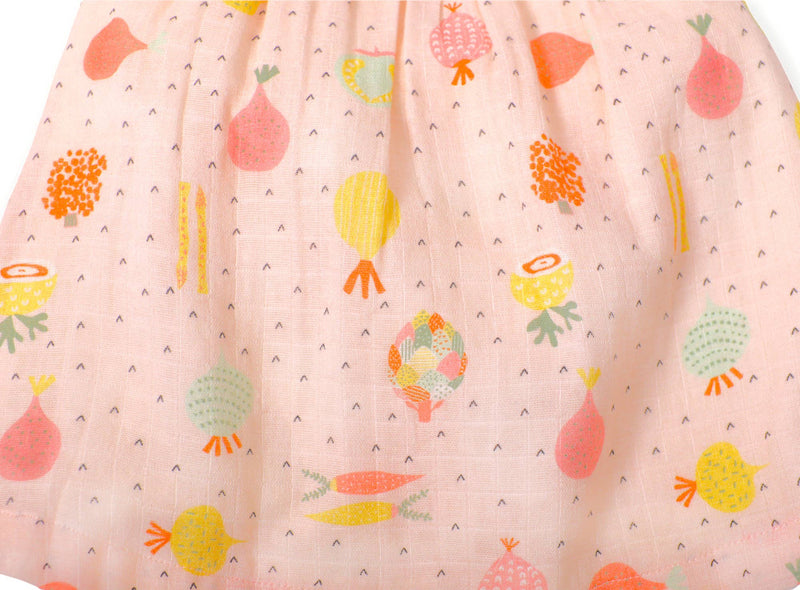 Veggie Baby Cap Sleeve Muslin Dress Bloomer (Organic Muslin): Blush