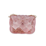 B3001 Rhinestone Stud Quilted Jelly Purse (4 Colors): FUCHSIA