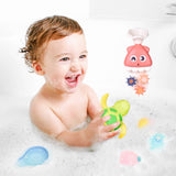 8 PCs Bath Toys for Toddler with Waterfall Station Squirters