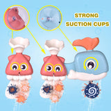 8 PCs Bath Toys for Toddler with Waterfall Station Squirters