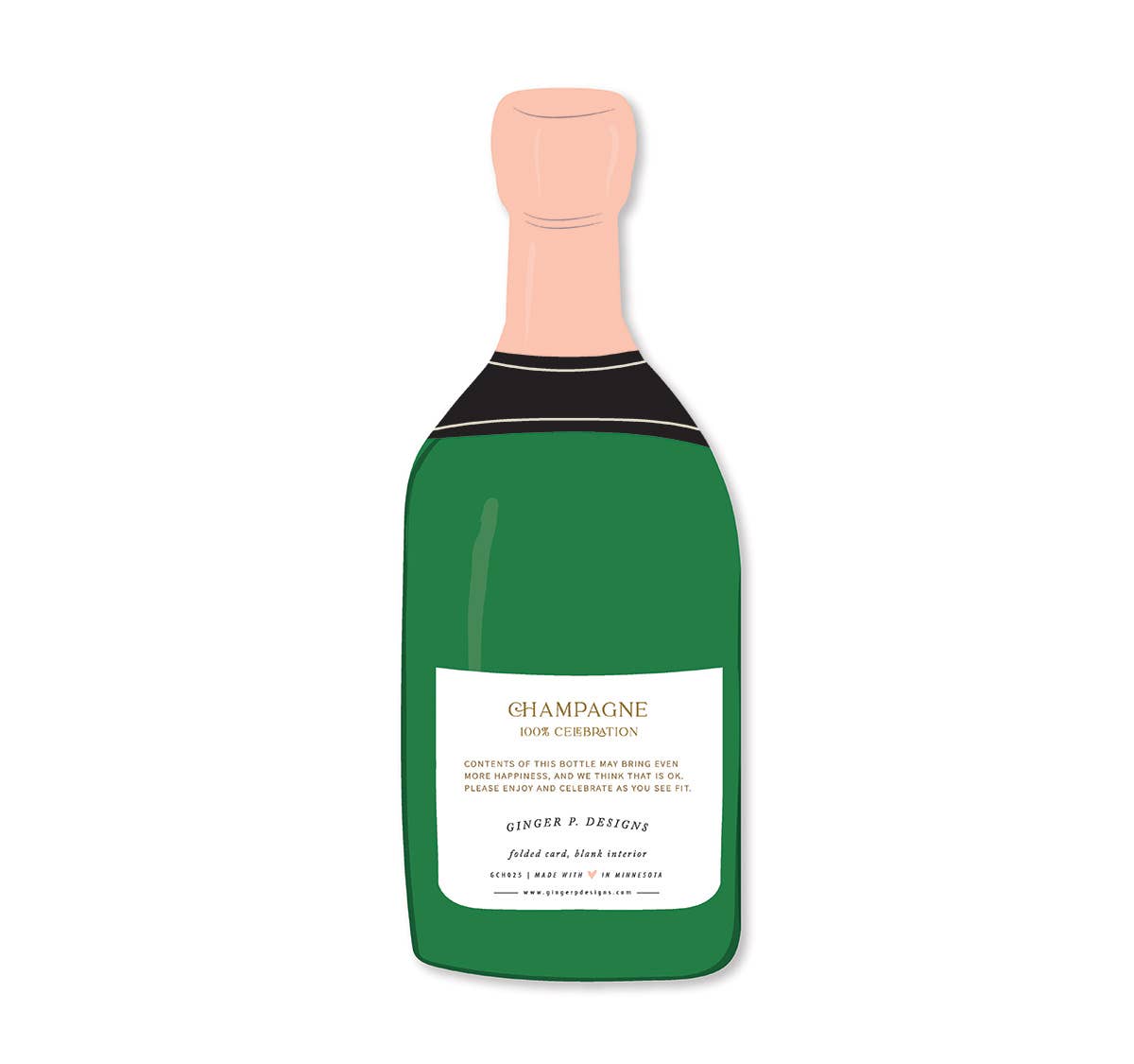 Elegant greeting card featuring a champagne toast design with "Congratulations" message by Ginger P. Designs.