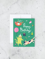 Cat Party Birthday Greeting Card
