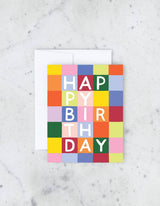 Rainbow Checks Birthday Greeting Card