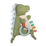 Itzy Ritzy Bitzy Crinkle Sensory Toy with Teether in Dino shape, soft fabric with crinkle textures for tactile play and teething relief.