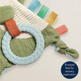 Itzy Ritzy Bitzy Crinkle Sensory Toy with Teether featuring a colorful dinosaur design for soothing tactile play.