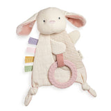 Itzy Ritzy Bitzy Crinkle™ Dino sensory toy with teether, featuring crinkle fabric and soft textures for sensory play.