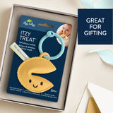 Itzy Ritzy Itzy Treat Fortune Cookie Teether in soft silicone with a playful fortune cookie design for babies.