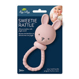 Pink Bunny Sweetie Rattle by Itzy Ritzy, soft plush toy with a gentle rattle for babies, featuring pink bunny design.