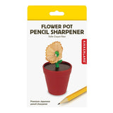 Kikkerland Design Inc flower pot pencil sharpener with a whimsical flower pot shape and colorful details.