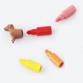 Rainbow dachshund markers by Kikkerland Design Inc, featuring colorful dachshund illustrations on a set of vibrant markers.