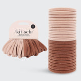 Set of 20 blush eco-friendly nylon elastics from KITSCH, showing soft pink hair ties on a white background.