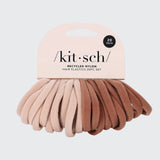 Set of 20 blush eco-friendly nylon elastics from KITSCH, shown with the elastic bands arranged in a neat pile.