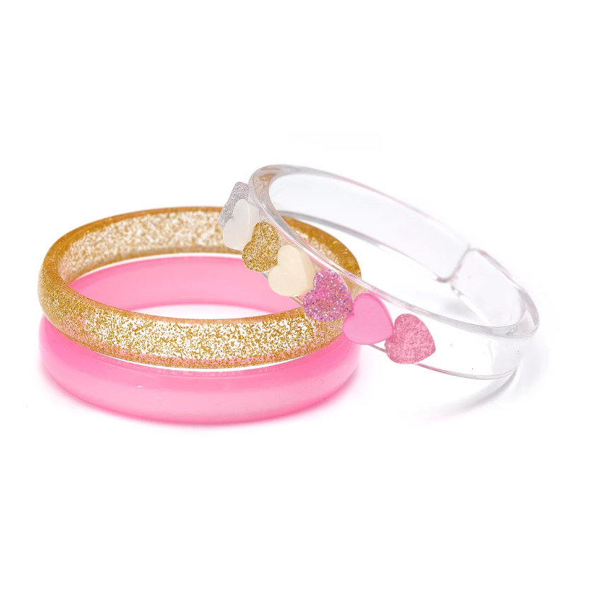 Hearts Pearl Pink Glitter Bangles