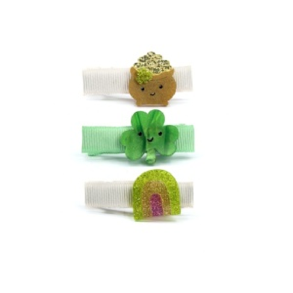 LITTLE POT OF GOLD SHAMROCK ST. PATRICKS HAIR CLIPS
