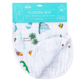 Unisex Florida Baby Burp and Bib Combo by Little Hometown, featuring colorful Florida-themed designs and soft, comfortable fabric.