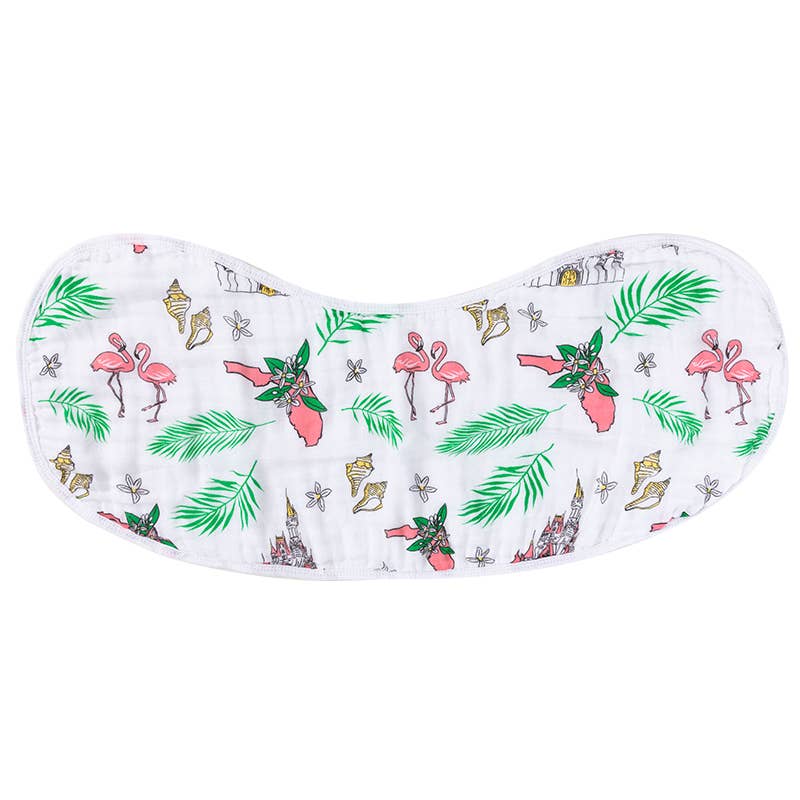 Florida Baby floral burp and bib combo by Little Hometown, featuring a colorful floral design on soft fabric.