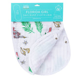 Florida Baby floral burp and bib combo from Little Hometown, featuring colorful floral patterns on soft fabric.