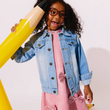 Rainbow Bow Gem Denim Jacket