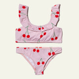 UPF 50+ Recycled Polyester Cherry Kid Ruffle Bikini