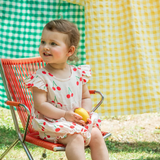 Linen Cherry Ruffle Baby Romper