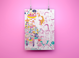 Colorful unicorn giant poster by OMY featuring a whimsical unicorn design on a large, vibrant wall art print.