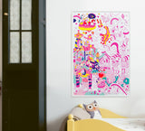 Colorful unicorn giant poster by OMY featuring a whimsical unicorn design on a vibrant background.