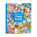 Color-in' Book: Happy Snacks coloring book by OOLY featuring fun snack-themed illustrations for kids to color.