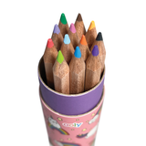 Set of OOLY Draw 'n' Doodle mini colored pencils with a small sharpener, perfect for coloring and creative drawing.