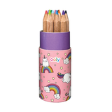 Set of OOLY Draw 'n' Doodle mini colored pencils with sharpener, featuring vibrant colors for creative drawing and coloring.