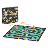 Petit Collage Catventures Board Game with colorful cat-themed artwork and game pieces on a playful background.