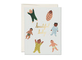 Beautiful Baby greeting card by Red Cap Cards featuring colorful, adorable illustrations perfect for celebrating a new arrival.