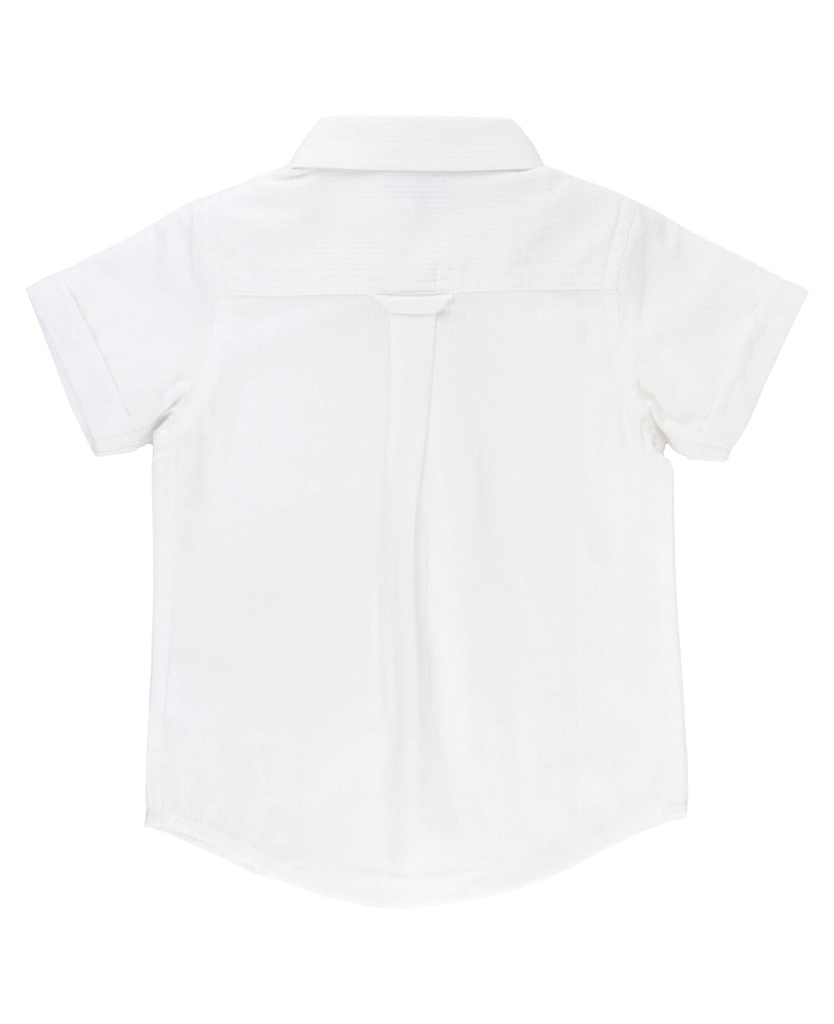 Boys White Dobby Short Sleeve Button Down Shirt: White