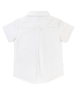Boys White Dobby Short Sleeve Button Down Shirt: White