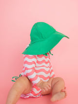 Kids Bright Green Sun Protective Hat: Green / 6-12m