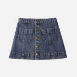 Navy Denver mini skirt for toddlers by Rylee & Cru, featuring a soft fabric and stylish design for young children.