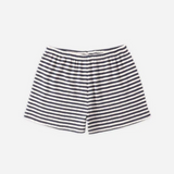 Navy stripe pointelle shorts for toddlers by Rylee & Cru, featuring soft fabric and subtle textured pattern.