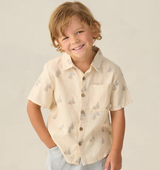 Rylee & Cru baby boys' short sleeve collared shirt in sail color, perfect for warm weather and casual outings.