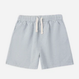 Light blue heathered Perry shorts for babies, from Rylee & Cru, shown on a child, featuring soft fabric and casual style.