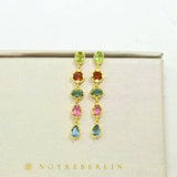 Blythe Stud Earring Gold Plated - Multi Tourmaline & Iolite